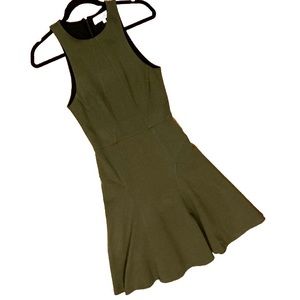 Vassallo Atelier Designer Racerback Fit and Flare Military Green Sage Dress